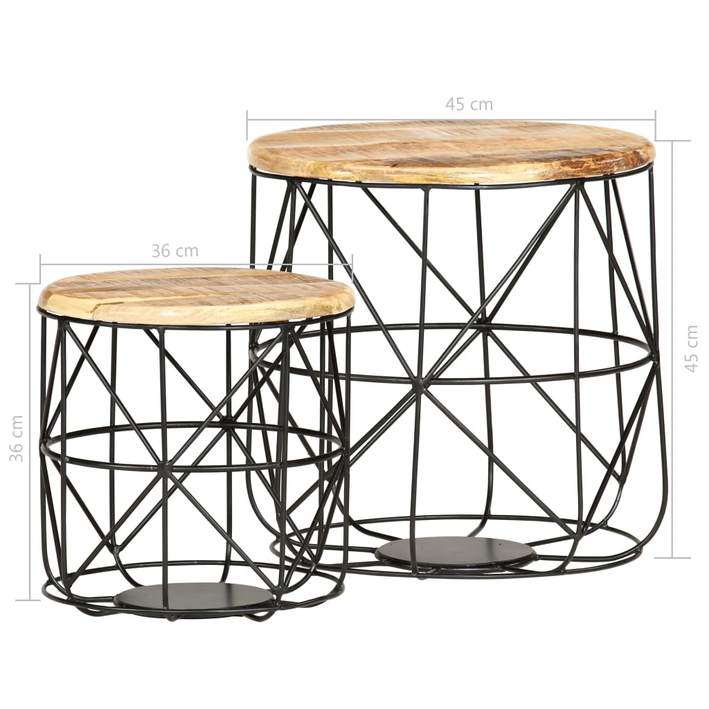 Coffee tables 2 pcs. Solid mango wood