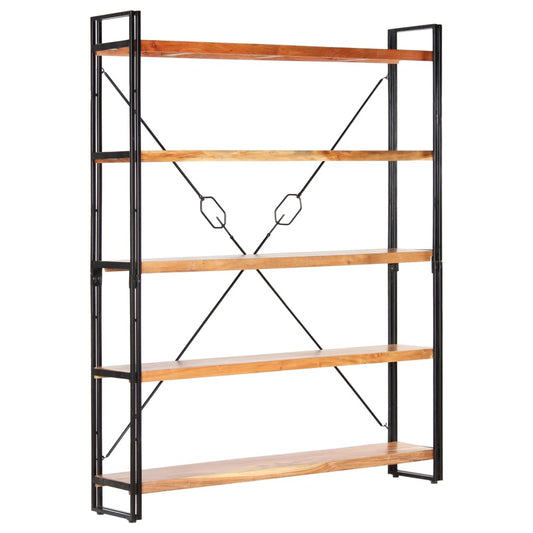 Bibliothèque 5 compartiments 140x30x180 cm en bois d'acacia massif