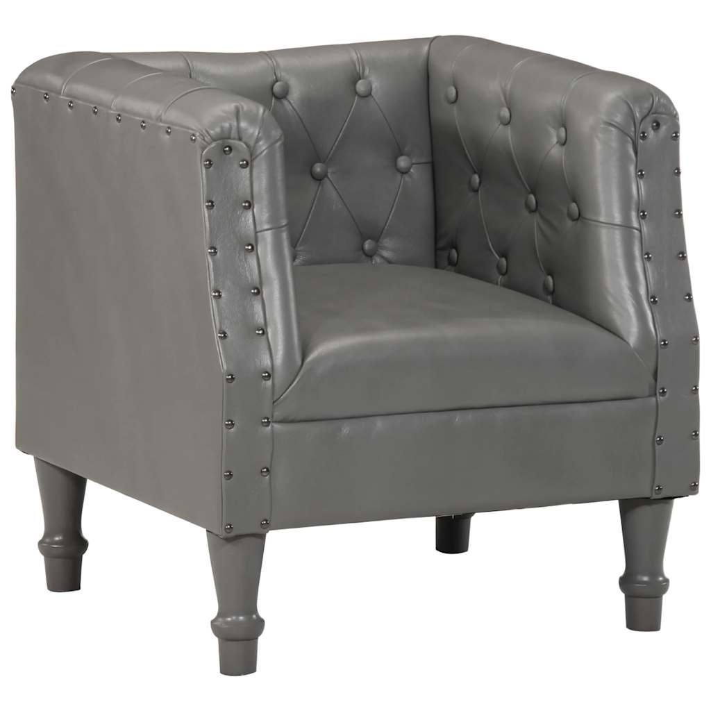 Sessel Grau Echtleder