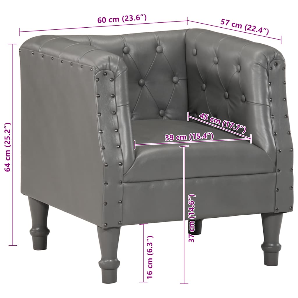 Sessel Grau Echtleder