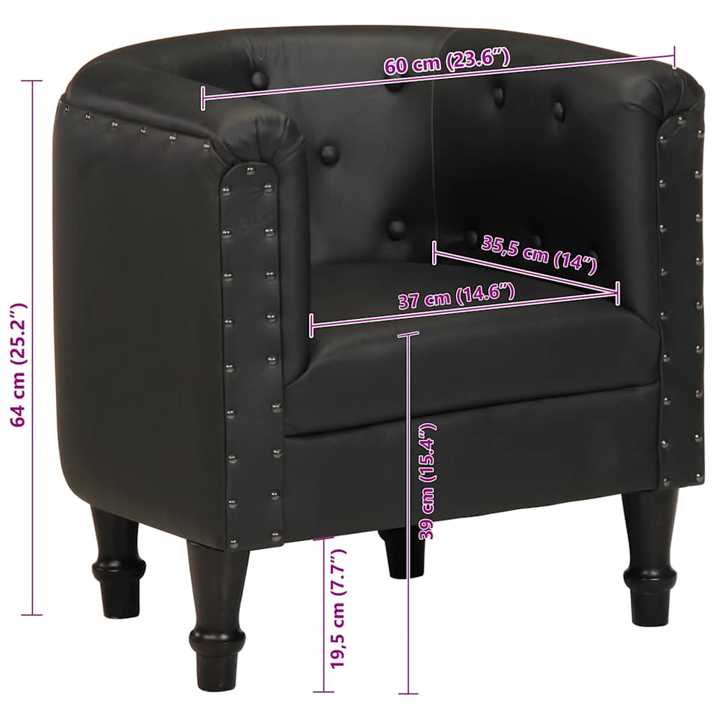 Sessel Schwarz Echtleder