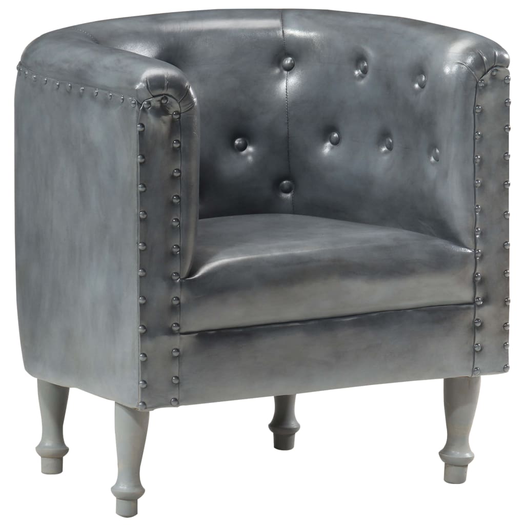 Sessel Grau Echtleder