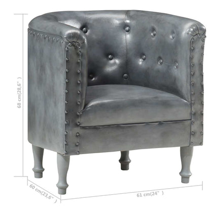 Sessel Grau Echtleder