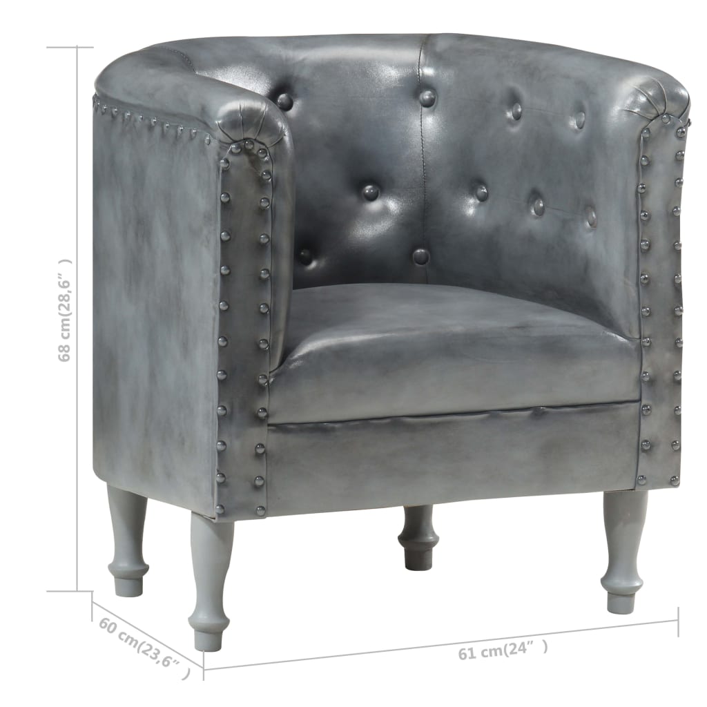 Sessel Grau Echtleder