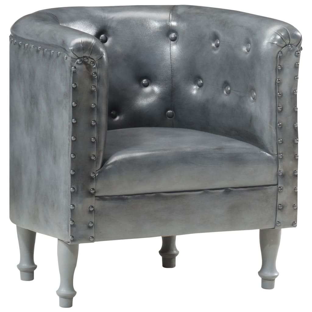 Sessel Grau Echtleder