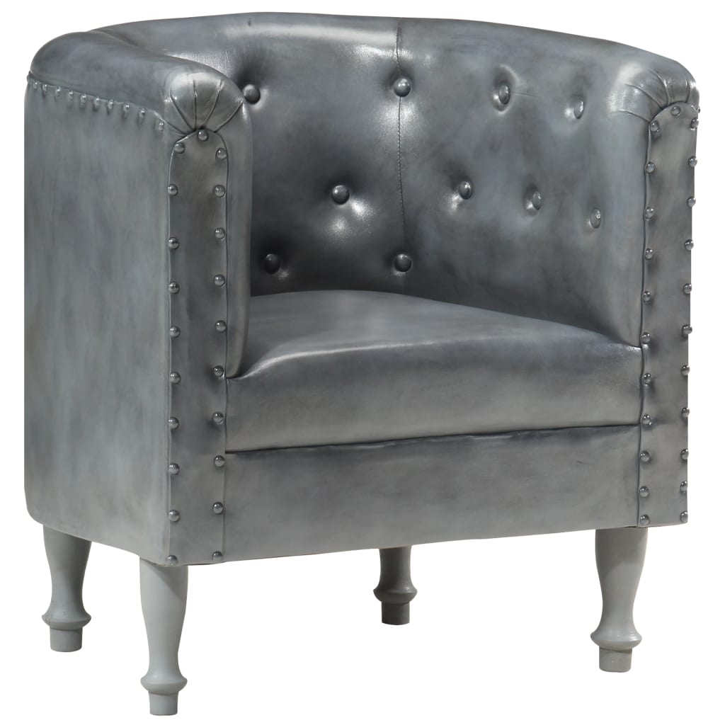 Sessel Grau Echtleder
