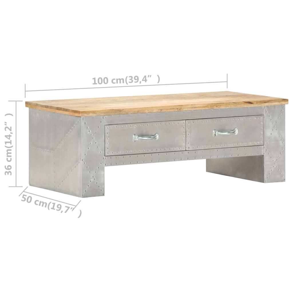 Aviator Couchtisch 100x50x36 cm Mango Massivholz