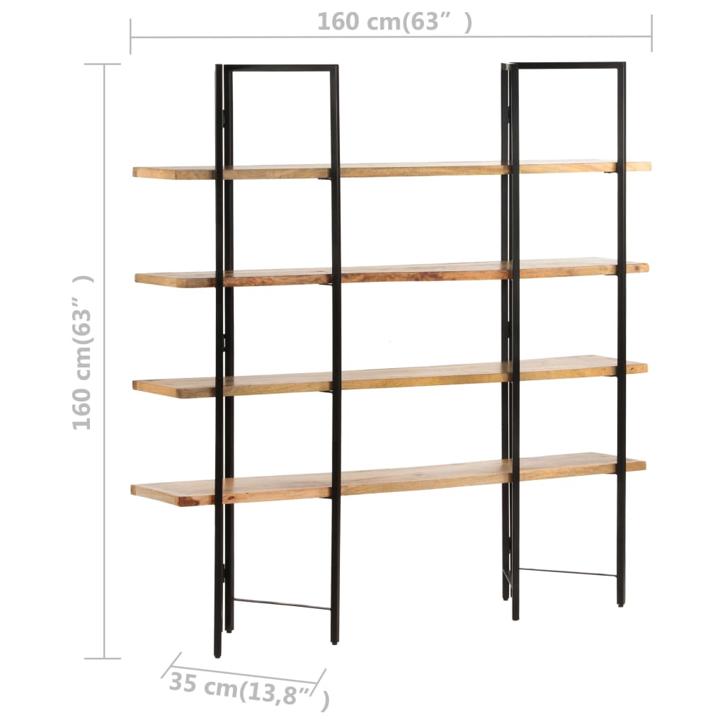 Bookcase with 4 shelves 160x35x160 cm mango solid wood