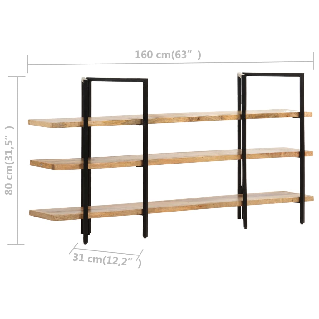 Bookcase with 3 shelves 160x31x80 cm mango solid wood
