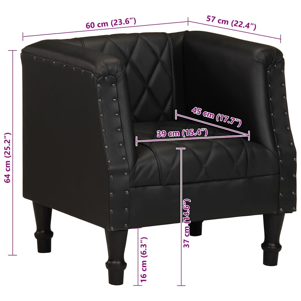 Sessel Schwarz Echtes Ziegenleder
