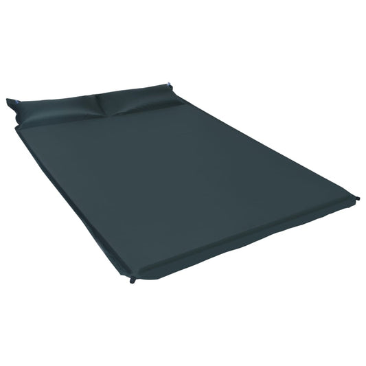 Aufblasbare Isomatte mit Kissen 130 x 190 cm Dunkelgrün