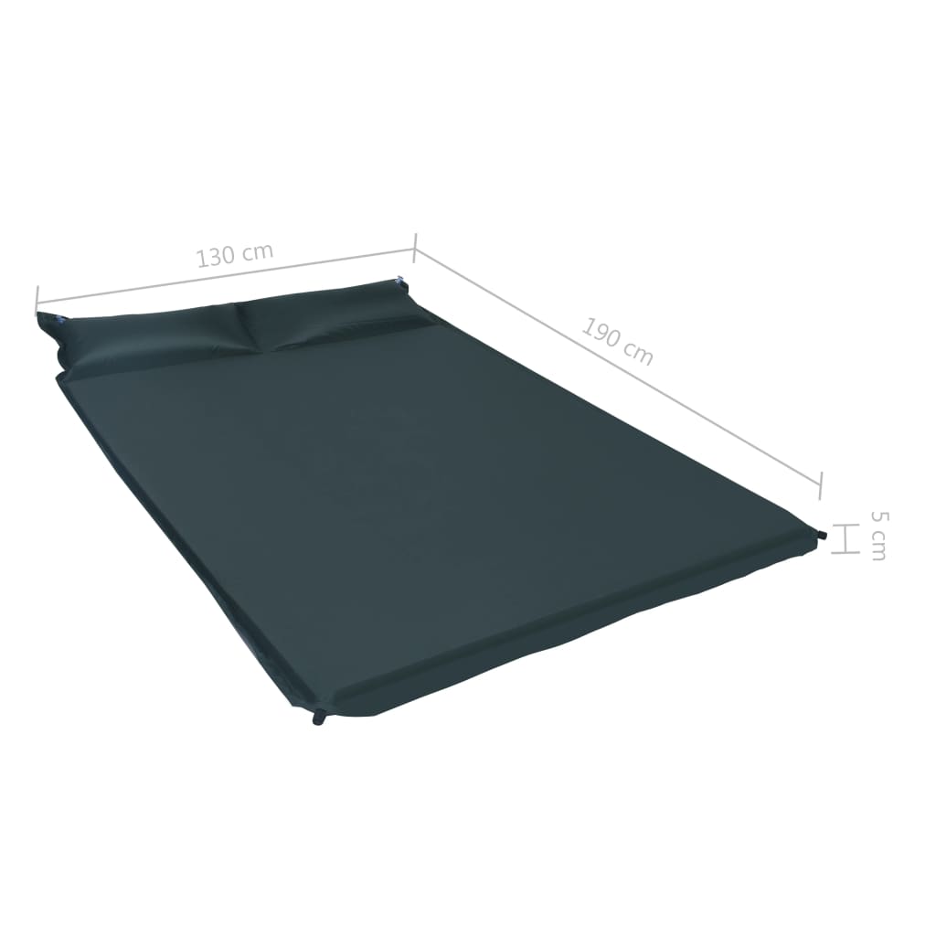 Aufblasbare Isomatte mit Kissen 130 x 190 cm Dunkelgrün