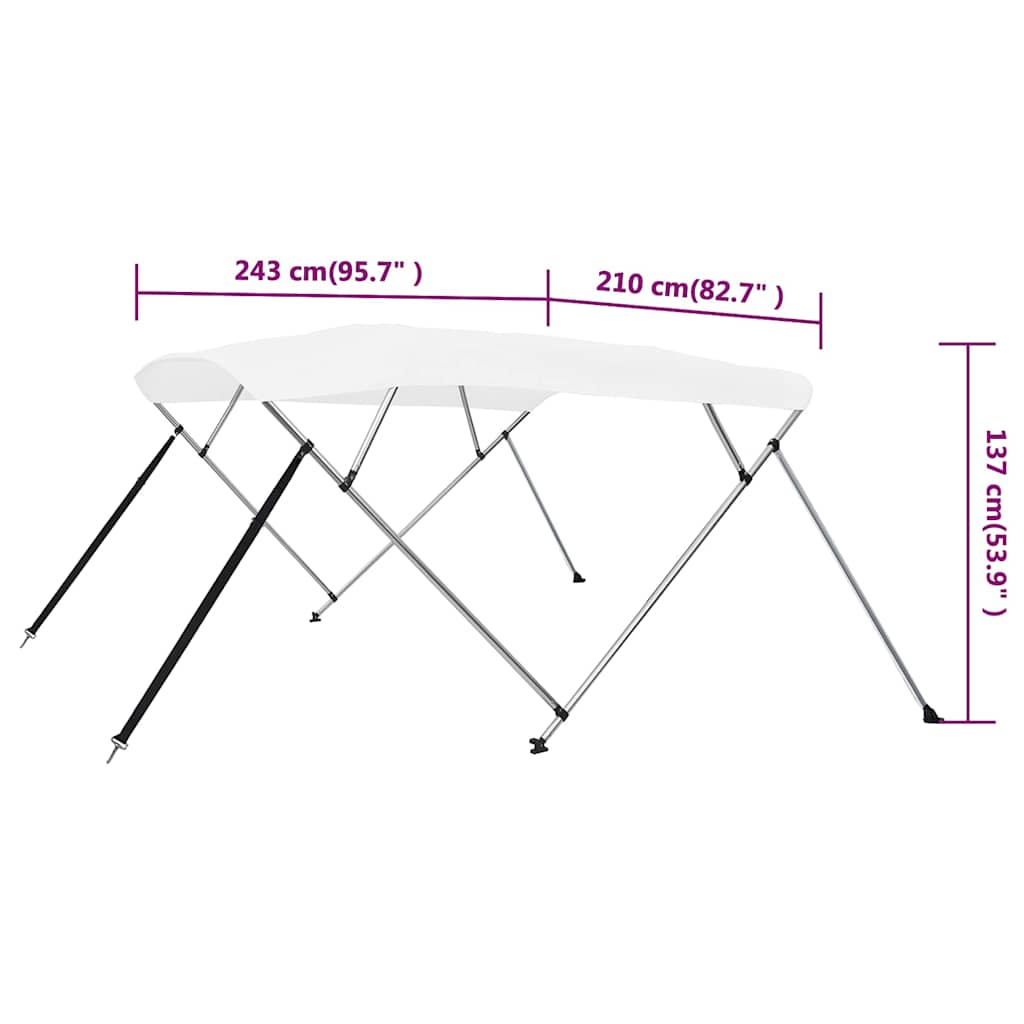 4-Bow Bimini Top Weiß 243x210x137 cm