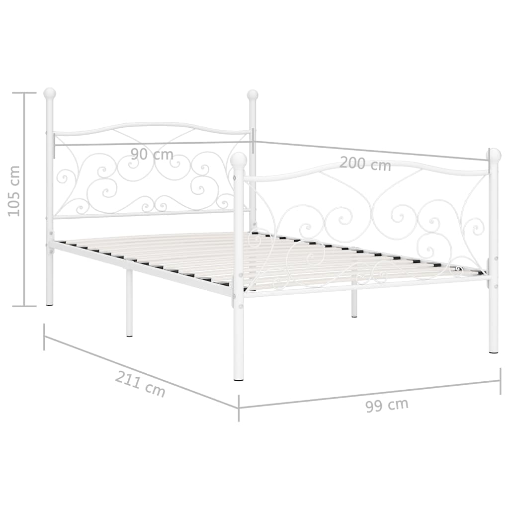 Bettgestell mit Lattenrost Weiß Metall 90 x 200 cm