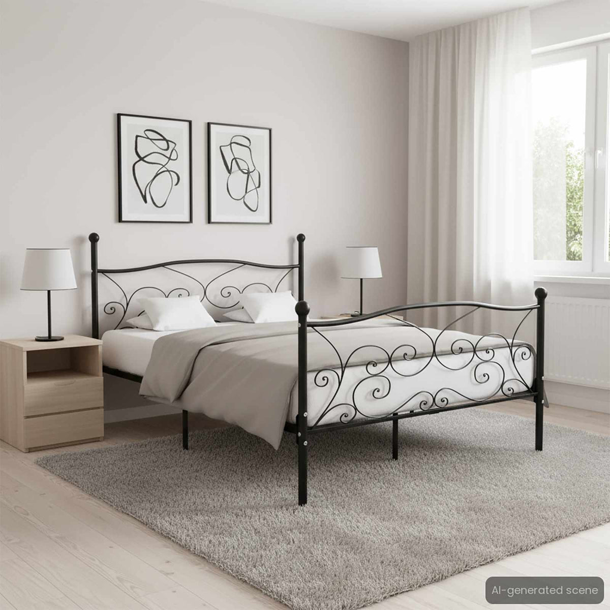 Bettgestell mit Lattenrost Schwarz Metall 140 × 200 cm