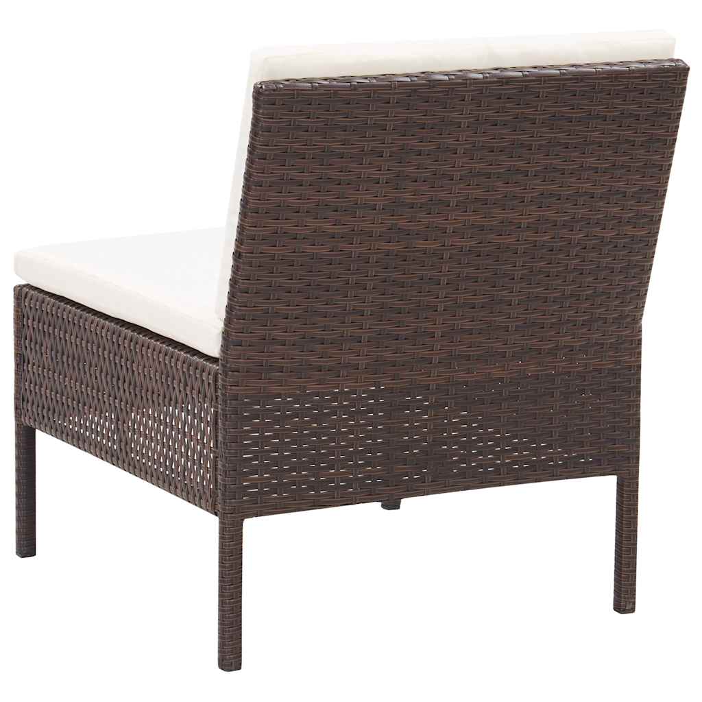 6-tlg. Garten-Lounge-Set mit Auflagen Poly Rattan Braun
