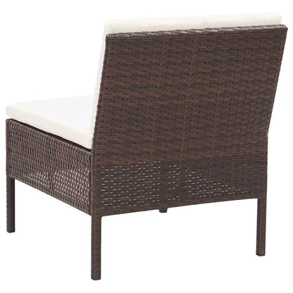 6-tlg. Garten-Lounge-Set mit Auflagen Poly Rattan Braun