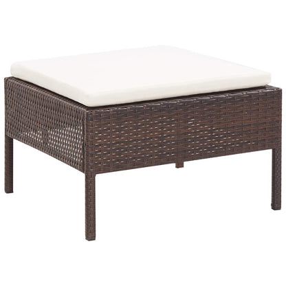 6-tlg. Garten-Lounge-Set mit Auflagen Poly Rattan Braun