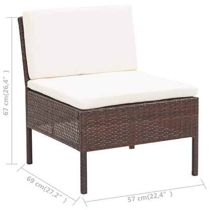 6-tlg. Garten-Lounge-Set mit Auflagen Poly Rattan Braun