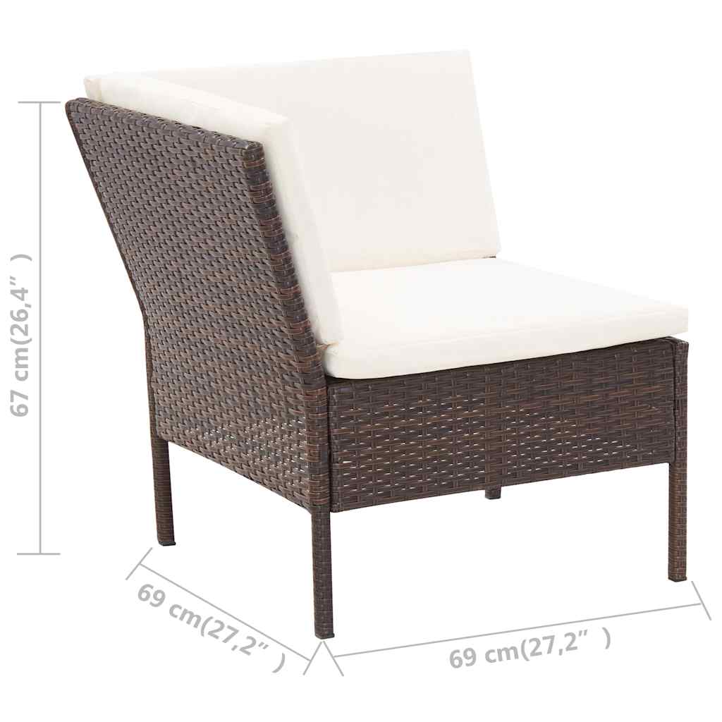 6-tlg. Garten-Lounge-Set mit Auflagen Poly Rattan Braun