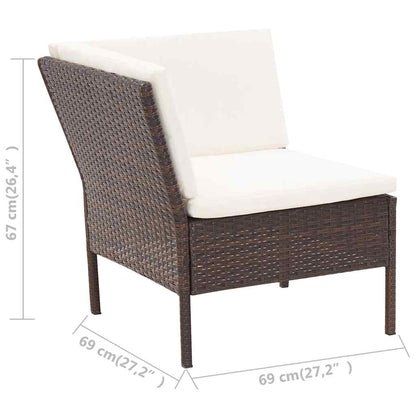 6-tlg. Garten-Lounge-Set mit Auflagen Poly Rattan Braun
