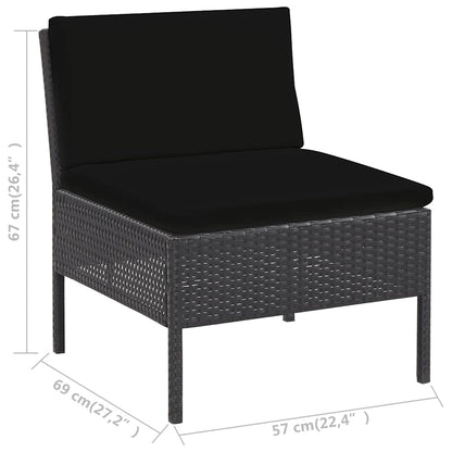 5-tlg. Garten-Sofagarnitur mit Auflagen Poly Rattan Schwarz