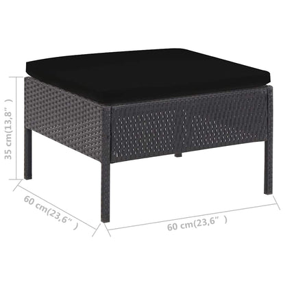 5-tlg. Garten-Sofagarnitur mit Auflagen Poly Rattan Schwarz