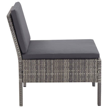 3-tlg. Garten-Lounge-Set mit Auflagen Poly Rattan Grau
