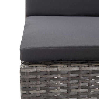 3-tlg. Garten-Lounge-Set mit Auflagen Poly Rattan Grau