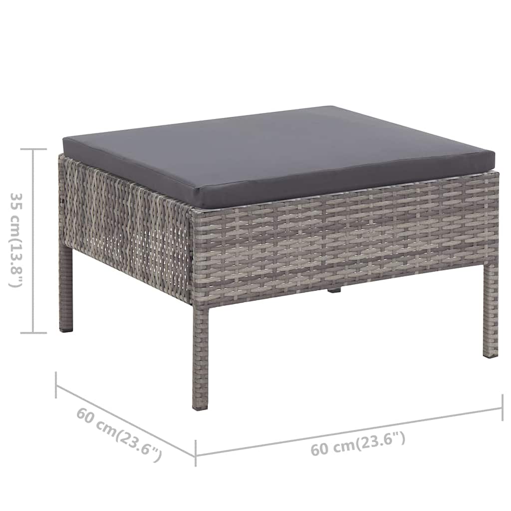 3-tlg. Garten-Lounge-Set mit Auflagen Poly Rattan Grau