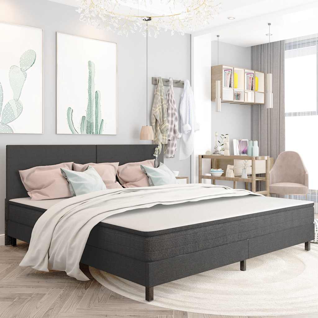 Boxspring-Bettgestell Grau Stoff 200x200 cm