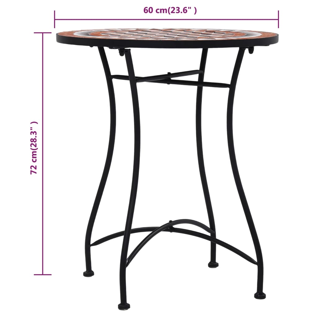 3-tlg. Bistro-Set Mosaik Keramik Terrakotta