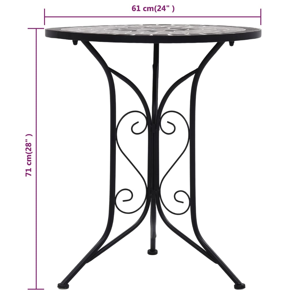 3-tlg. Bistro-Set Mosaik Keramik Grau