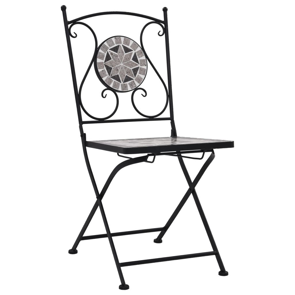 3-tlg. Bistro-Set Mosaik Keramik Grau