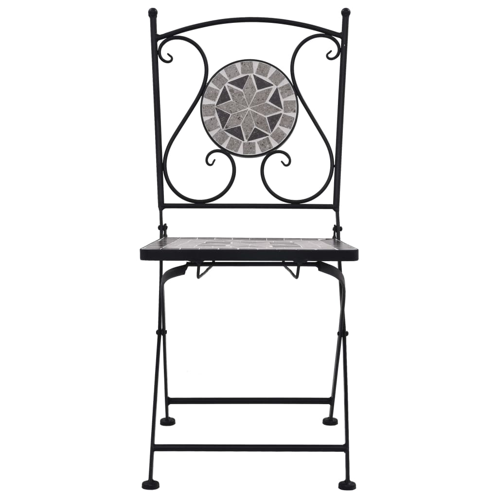 3-tlg. Bistro-Set Mosaik Keramik Grau