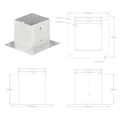Pfostenanker 4 Stk. Verzinktes Metall 141 mm