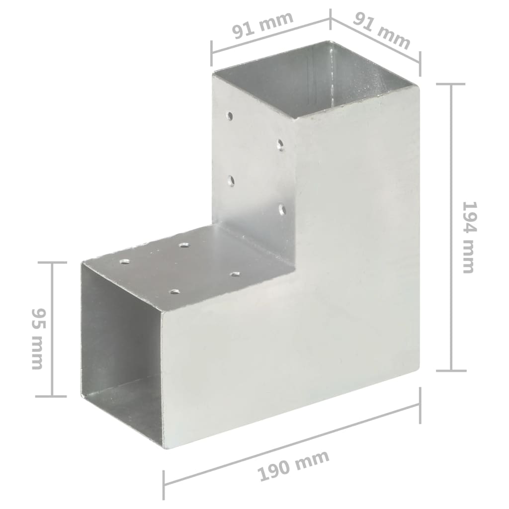 Pfostenverbinder L-Form Verzinktes Metall 91 x 91 mm