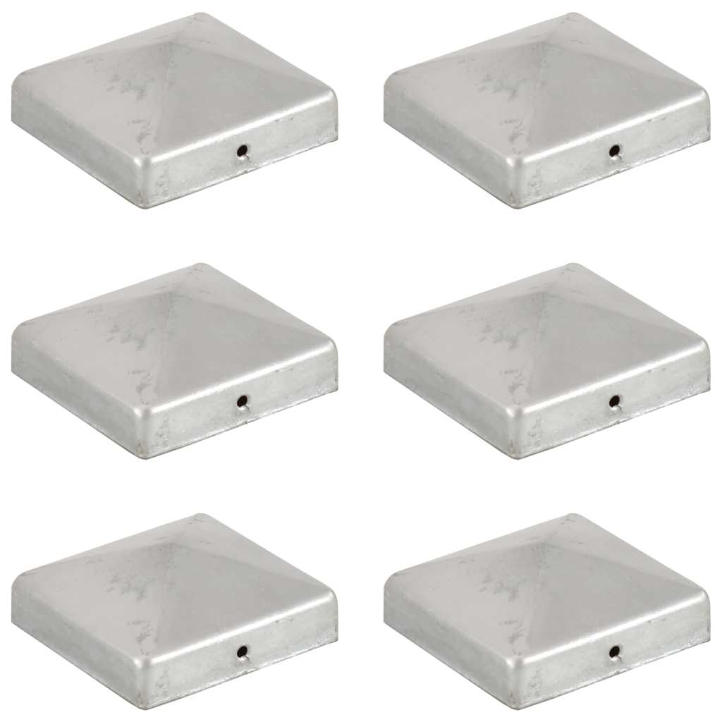 Pfostenkappen 6 Stk. Pyramide Verzinktes Metall 81 x 81 mm
