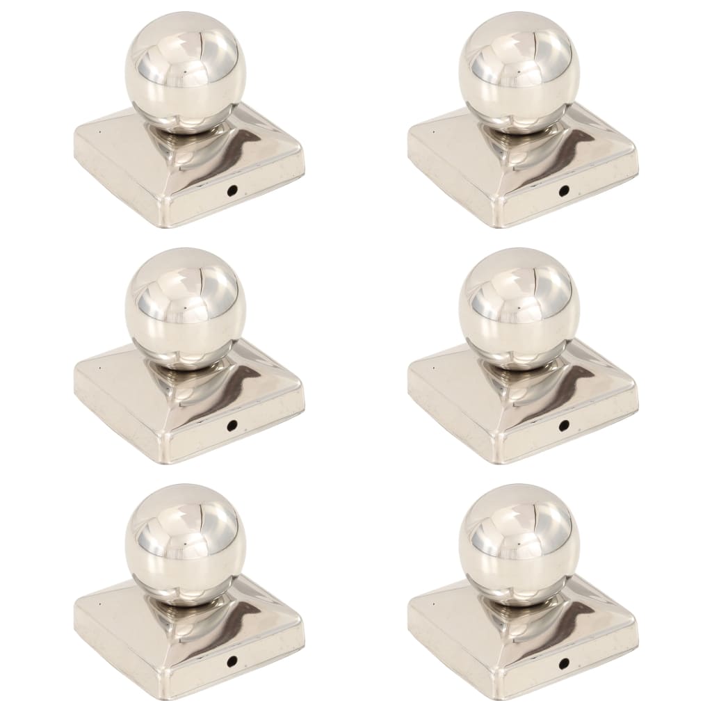 Pfostenkappen 6 Stk. Kugelform Edelstahl 81 x 81 mm