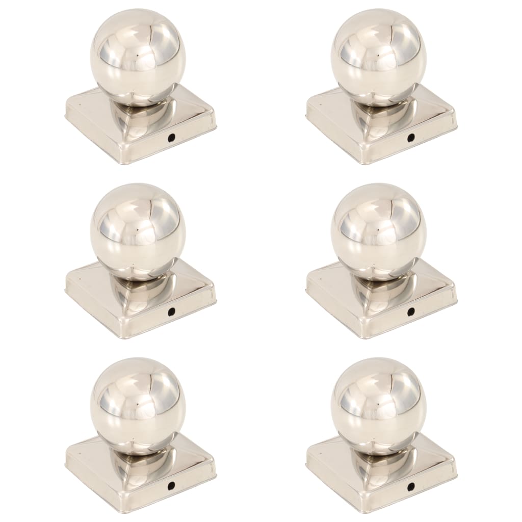 Pfostenkappen 6 Stk. Kugelform Edelstahl 101 x 101 mm