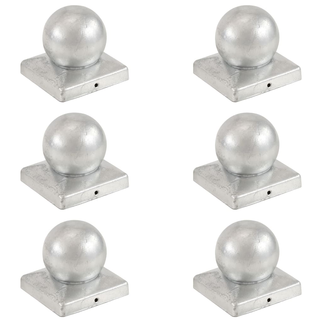 Pfostenkappen 6 Stk. Kugelform Verzinktes Metall 101 x 101 mm