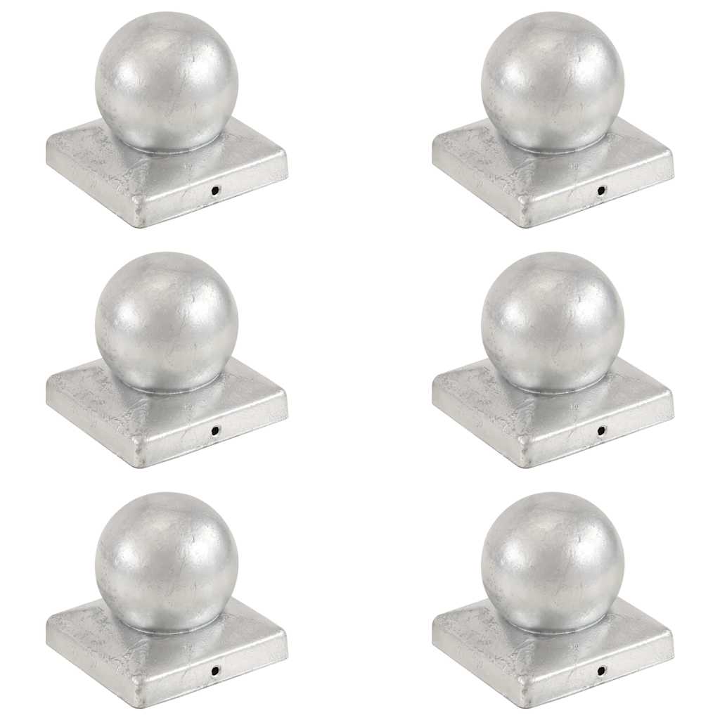 Pfostenkappen 6 Stk. Kugelform Verzinktes Metall 101 x 101 mm