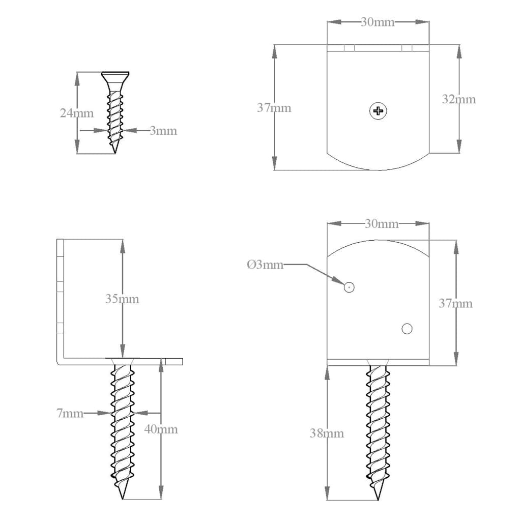 Flechtzaunhalter 48 Stk. L-Form Verzinktes Metall