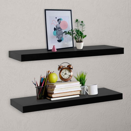 Étagères flottantes, lot de 2, noires, 100 x 20 x 3,8 cm
