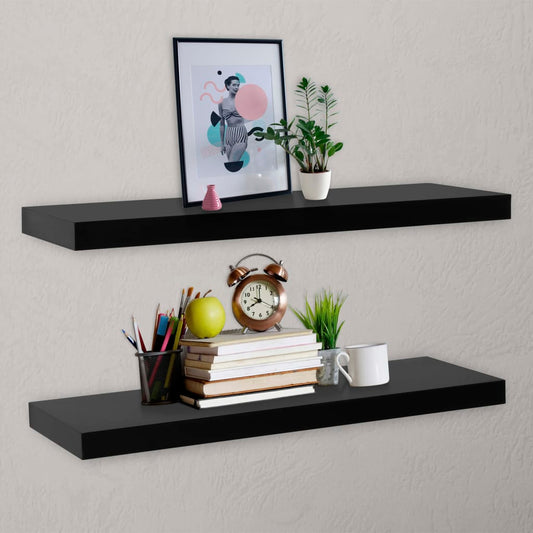 Étagères flottantes, lot de 2, noires, 120 x 20 x 3,8 cm