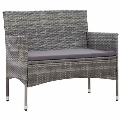 4-tlg. Garten-Lounge-Set mit Auflagen Poly Rattan Grau