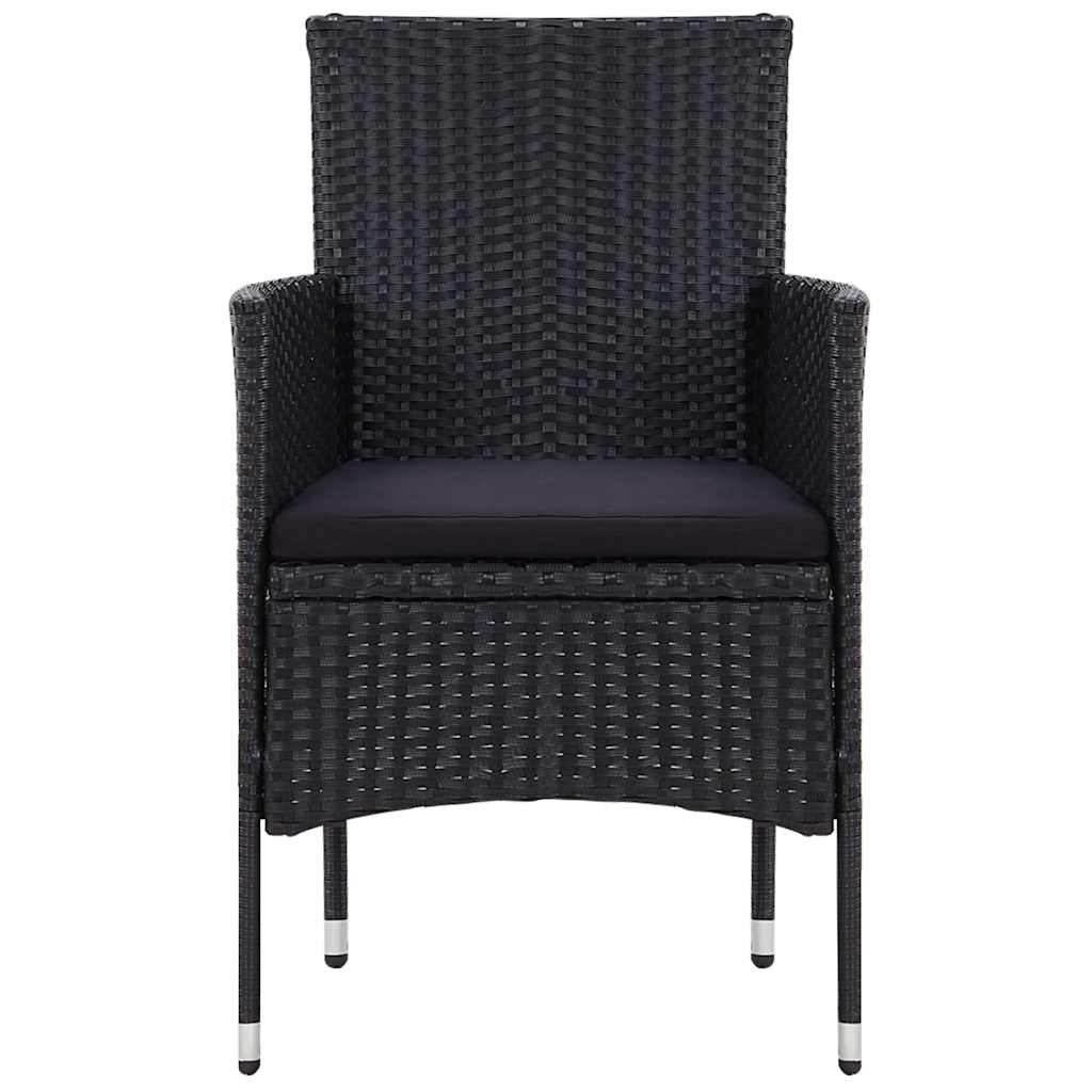 5-tlg. Garten-Lounge-Set mit Auflagen Poly Rattan Schwarz