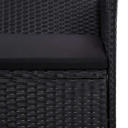 5-tlg. Garten-Lounge-Set mit Auflagen Poly Rattan Schwarz