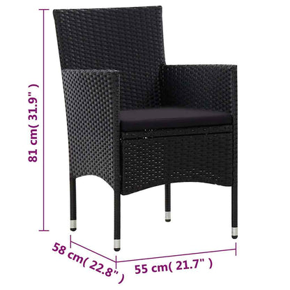 5-tlg. Garten-Lounge-Set mit Auflagen Poly Rattan Schwarz