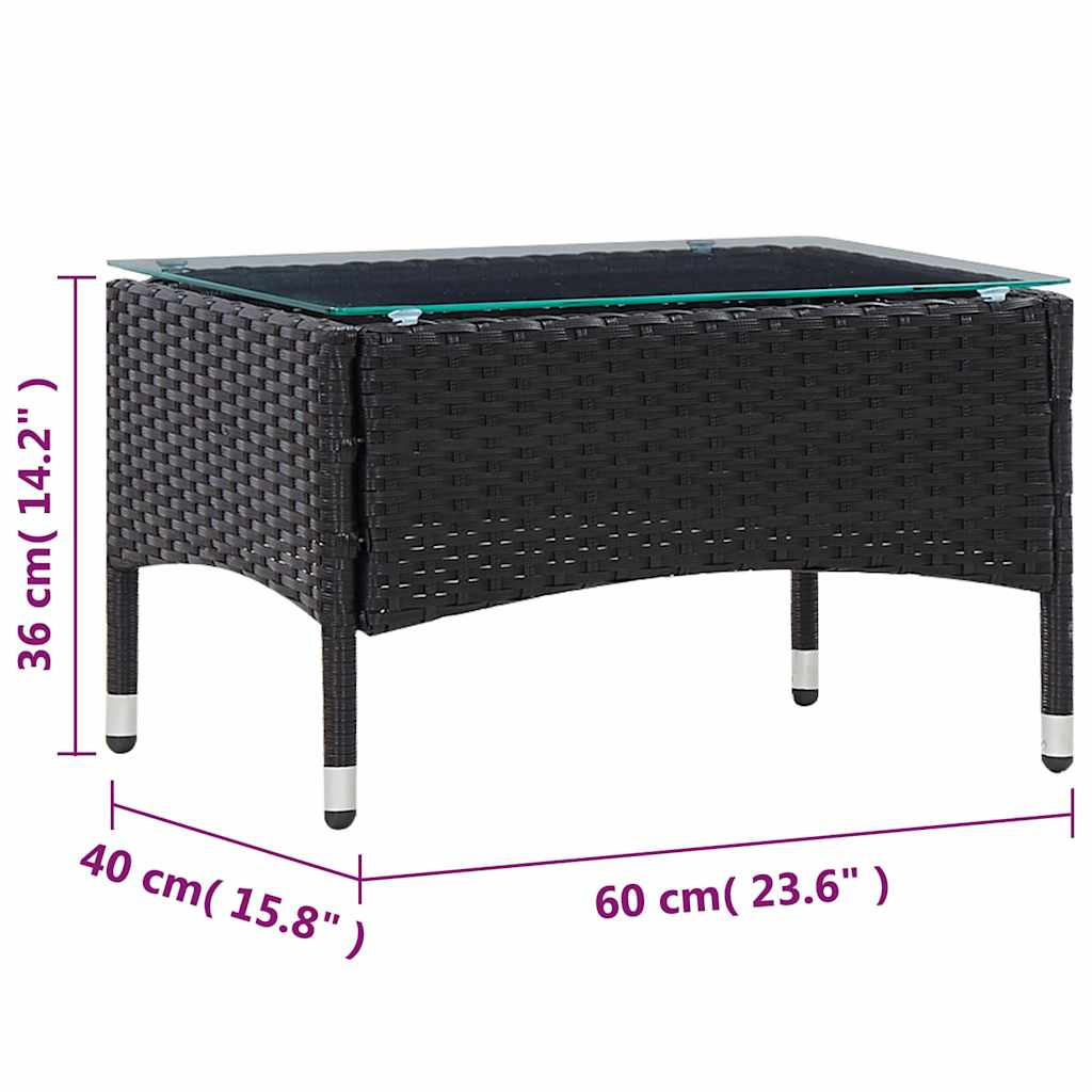 5-tlg. Garten-Lounge-Set mit Auflagen Poly Rattan Schwarz